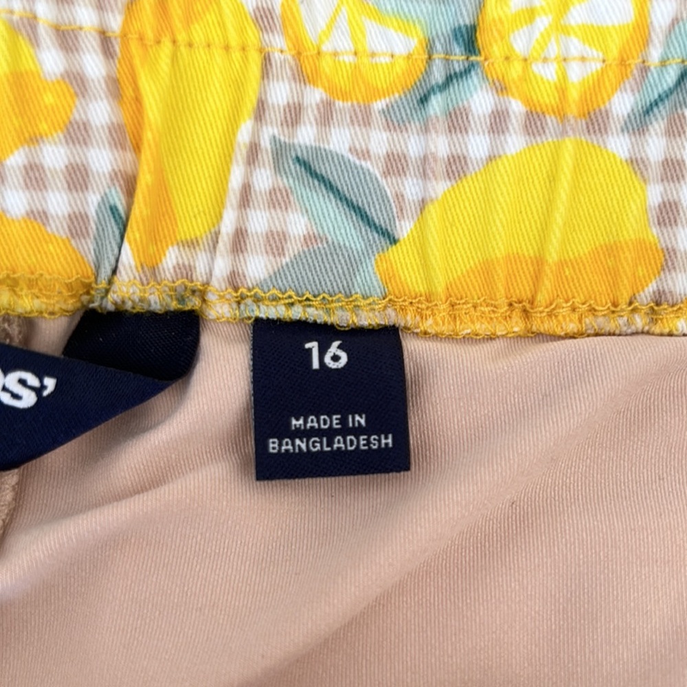 Lands’ End Size 16 Lemon Print/Gingham Check Pull… - image 3